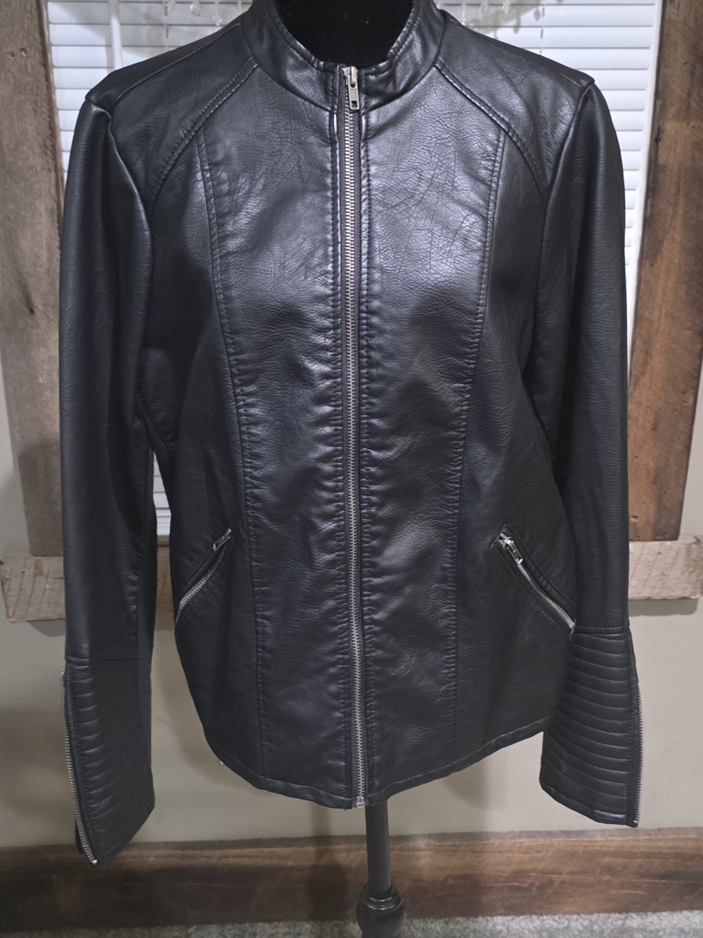 torrid Black Quilted Leather Moto Jacket with Double Zippers
